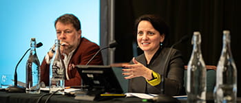 Solicitors sit on a panel at a Law Society strategic planning event.