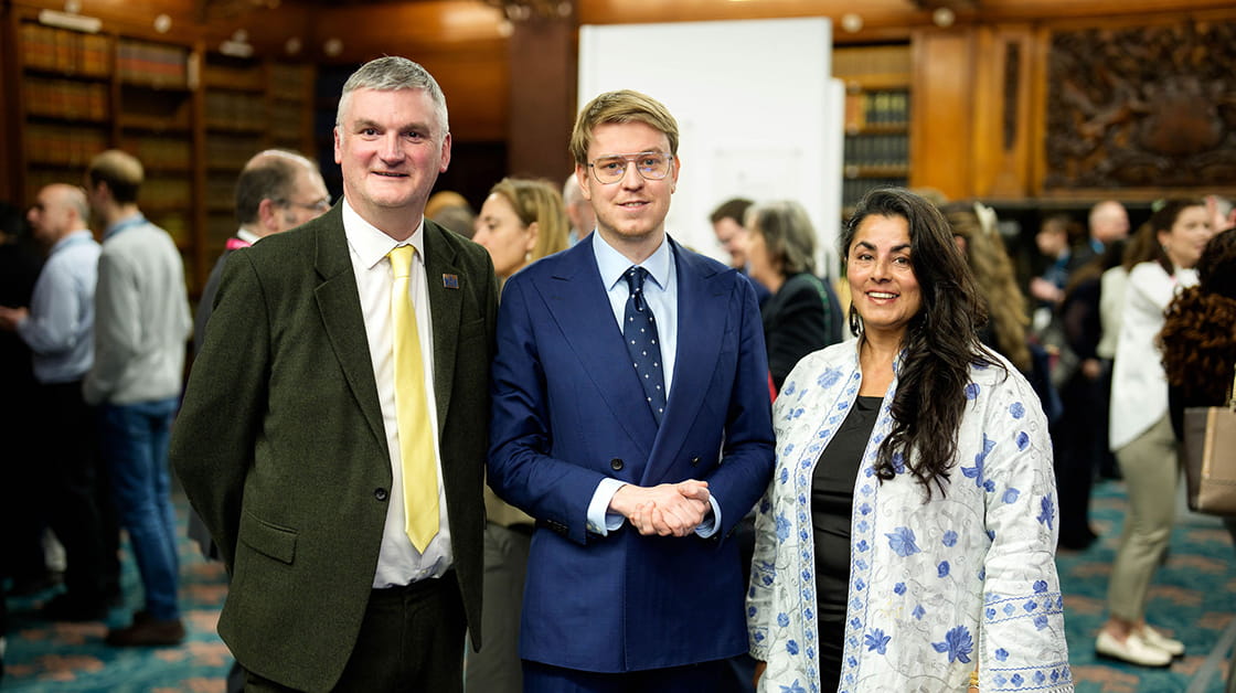 Rosemin Keshvani, Mark Evans and Illia Salei at the opening of the Lawyers at Risk exhibition
