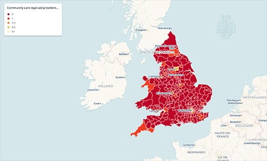 A map of England and Wales in red.