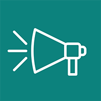 Icon of loudspeaker with three lines coming out to show noise