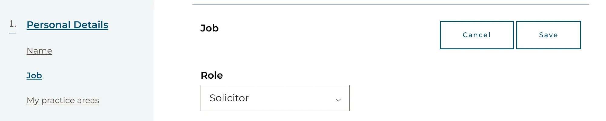 Role selection: click 'edit' then select a role and click 'save'.