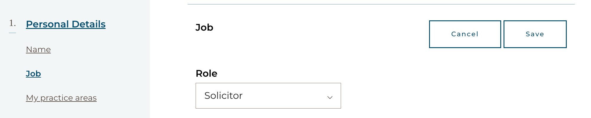 Role selection: click 'edit' then select a role and click 'save'.
