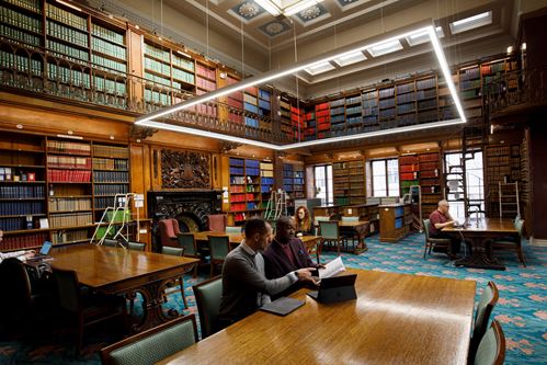 An interior image of the Law Society library.