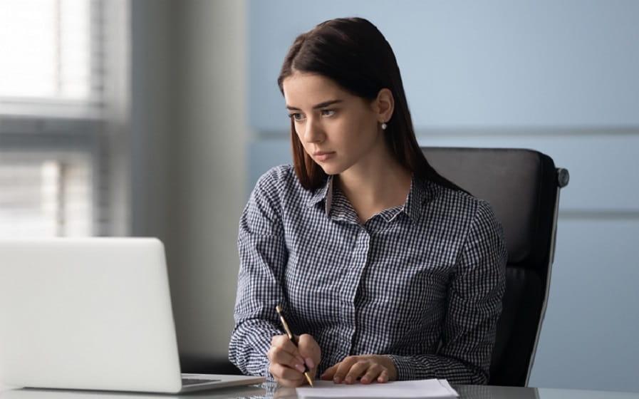 Woman studying online