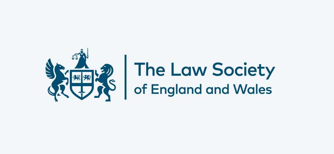 The Law Society logo with a pegasus, lion and Lady Justice surrounding a shield, with the words 'The Law Society of England and Wales' to the right