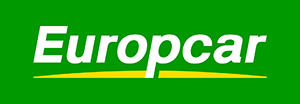Europcar logo: 'Europcar' in white text with a yellow underline on a green background.