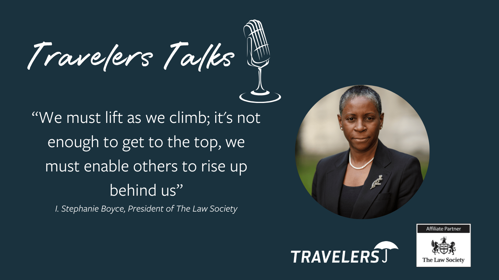 Travelers Talks Podcast Black History Month image with I. Stephanie Boyce image and quotation