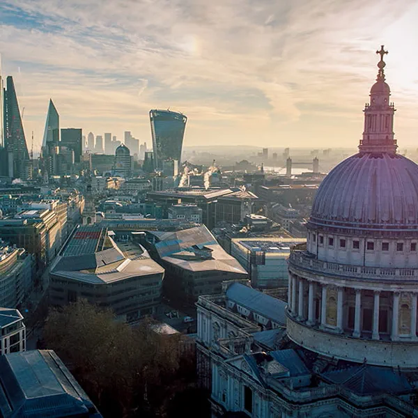 City of London skyline, with St Paul's Cathedral in the foreground.