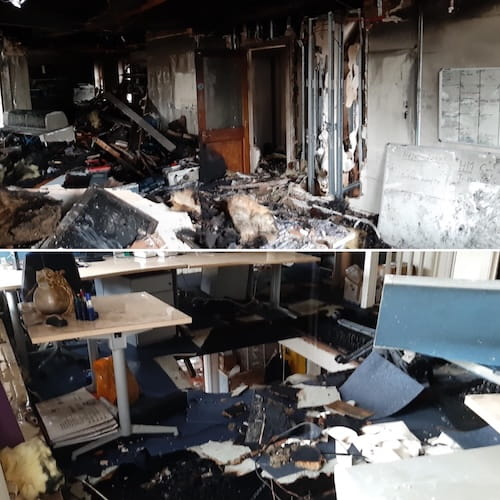 The interior of 114 Chancery Lane following the fire.