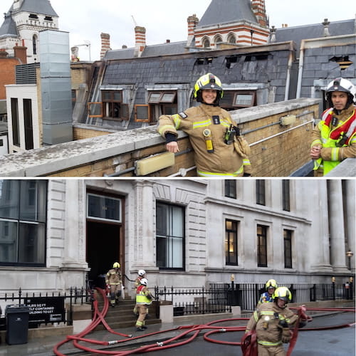 Firefighters at 114 Chancery Lane.