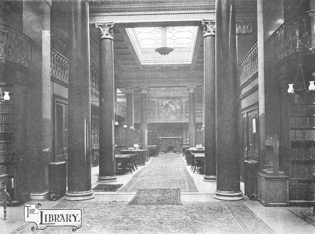 An old photograph of a library.