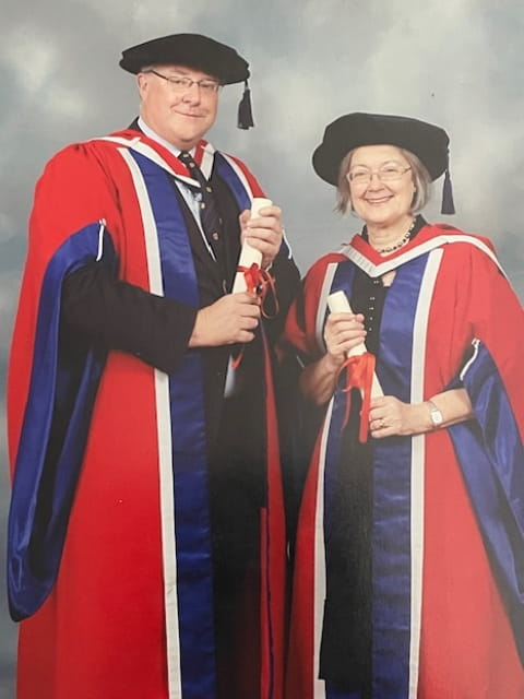 Rodger Pannone and Brenda Hale, Baroness Hale of Richmond, receiving doctorates.