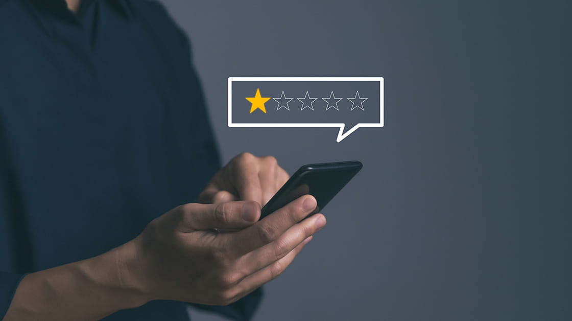 An unhappy customer leaves a one-star review online.