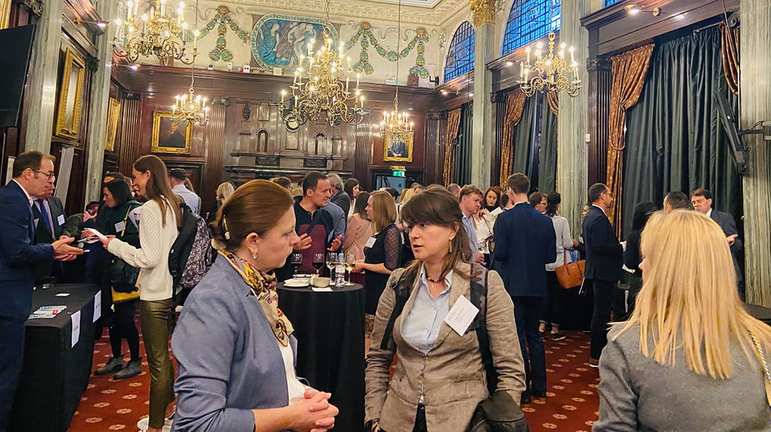 Ukrainian lawyers network with English and Welsh organisations at a jobs fair event at the Law Society's Hall in London