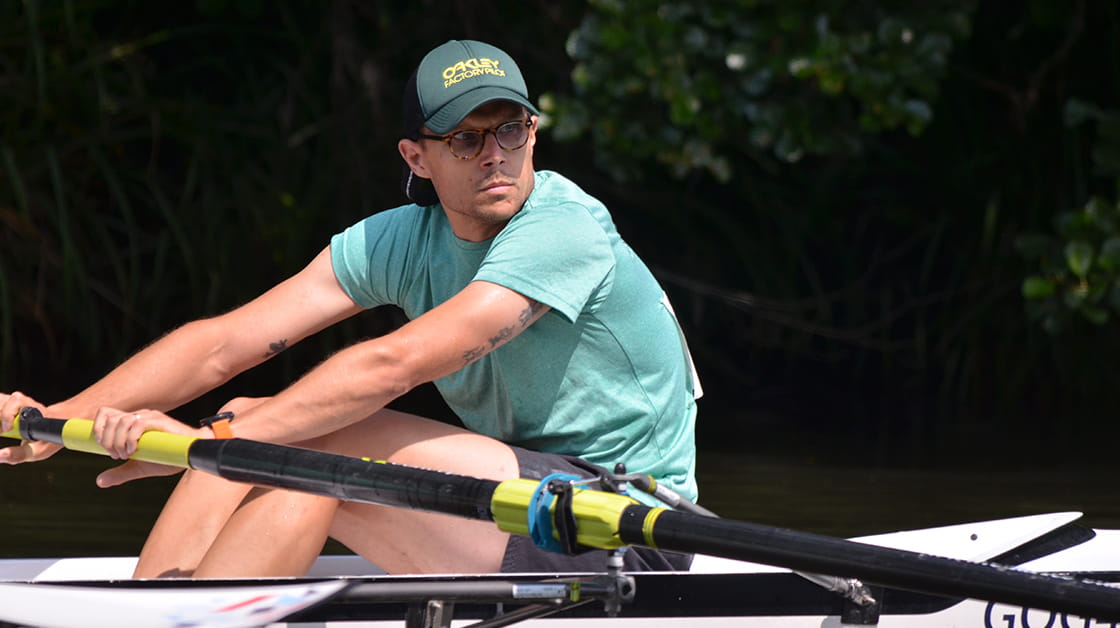 Ben Voller takes part in a rowing regatta