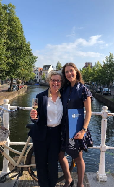 Octavie Ralet and her mother at her LLM graduation at the University of Leiden