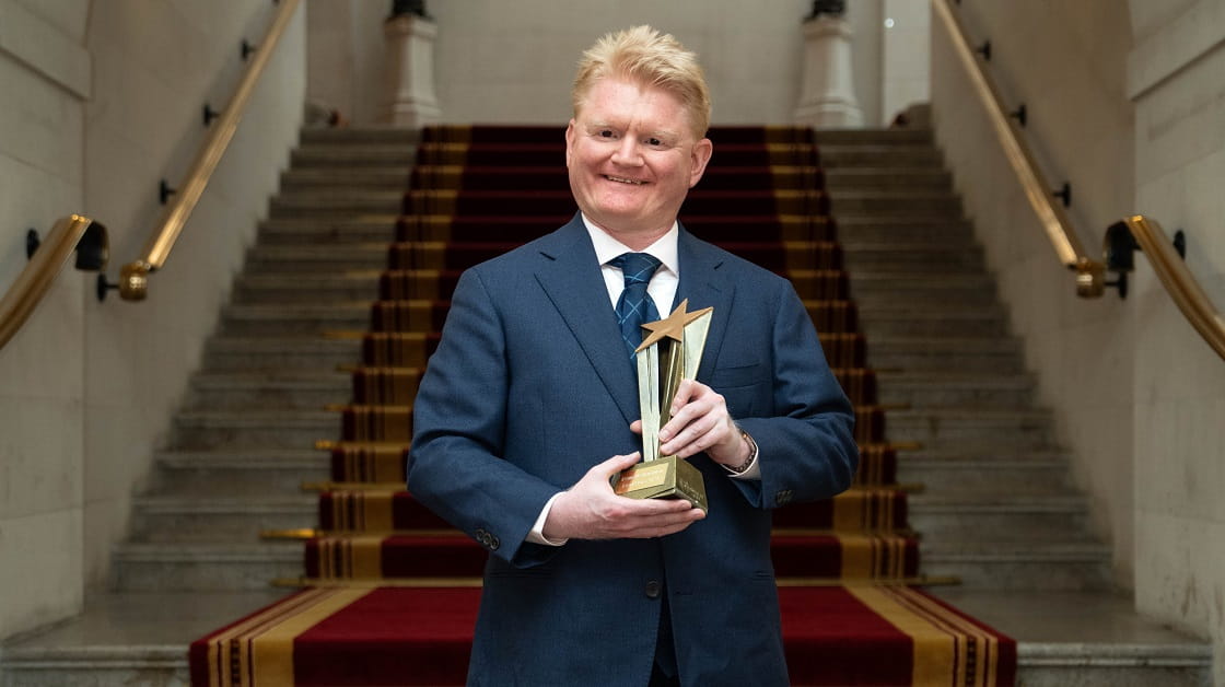 Solicitor Kevin McManamon with his Legal Hero Award at the 2024 ceremony at the Law Society