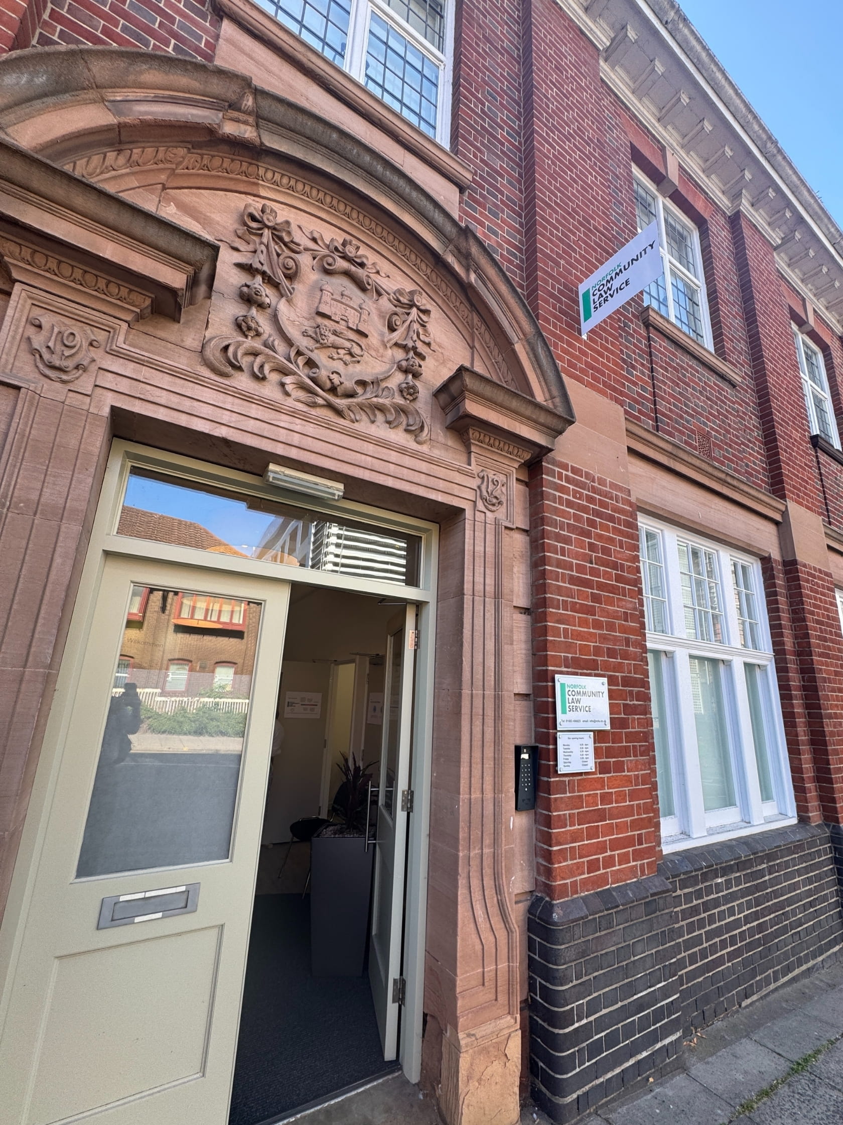 The entrance to a building.