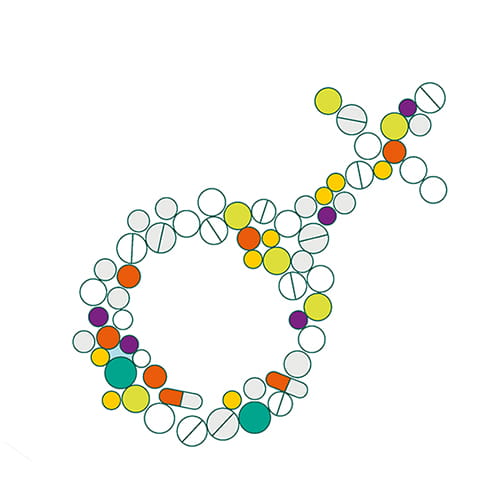 Female symbol made of HRT tablets